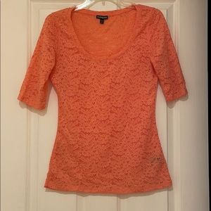 Express floral lace scoop neck top